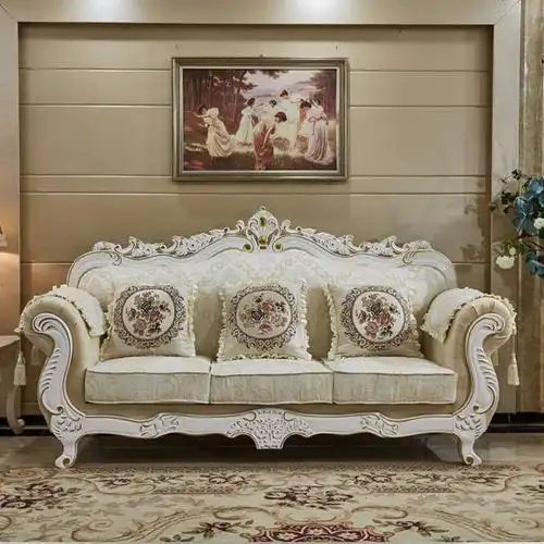 欧式布艺沙发实木三人新古典组合家具蓝色花可拆洗新款123沙发报价_参