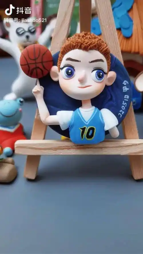 篮球小子男娃哈哈超轻粘土原创手作治愈系粘土人物冰箱贴