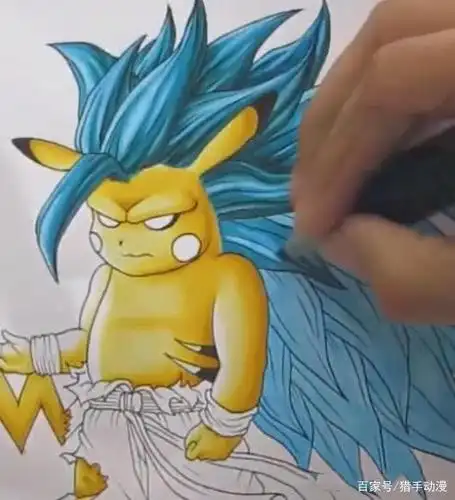 美术大神创新绘画皮卡丘,狂拽酷炫发型,超级赛亚皮太霸气!