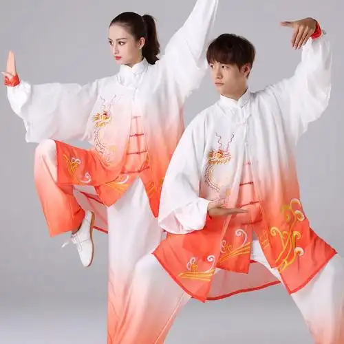 中老年太极拳服装女夏季男中国风表演服中年绣花春秋新款太极服