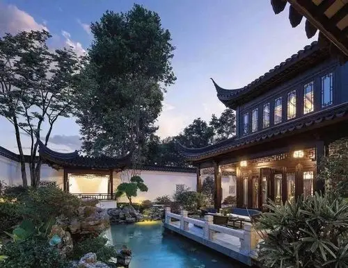 高档别墅庭院装修设计效果图中式西式大pk