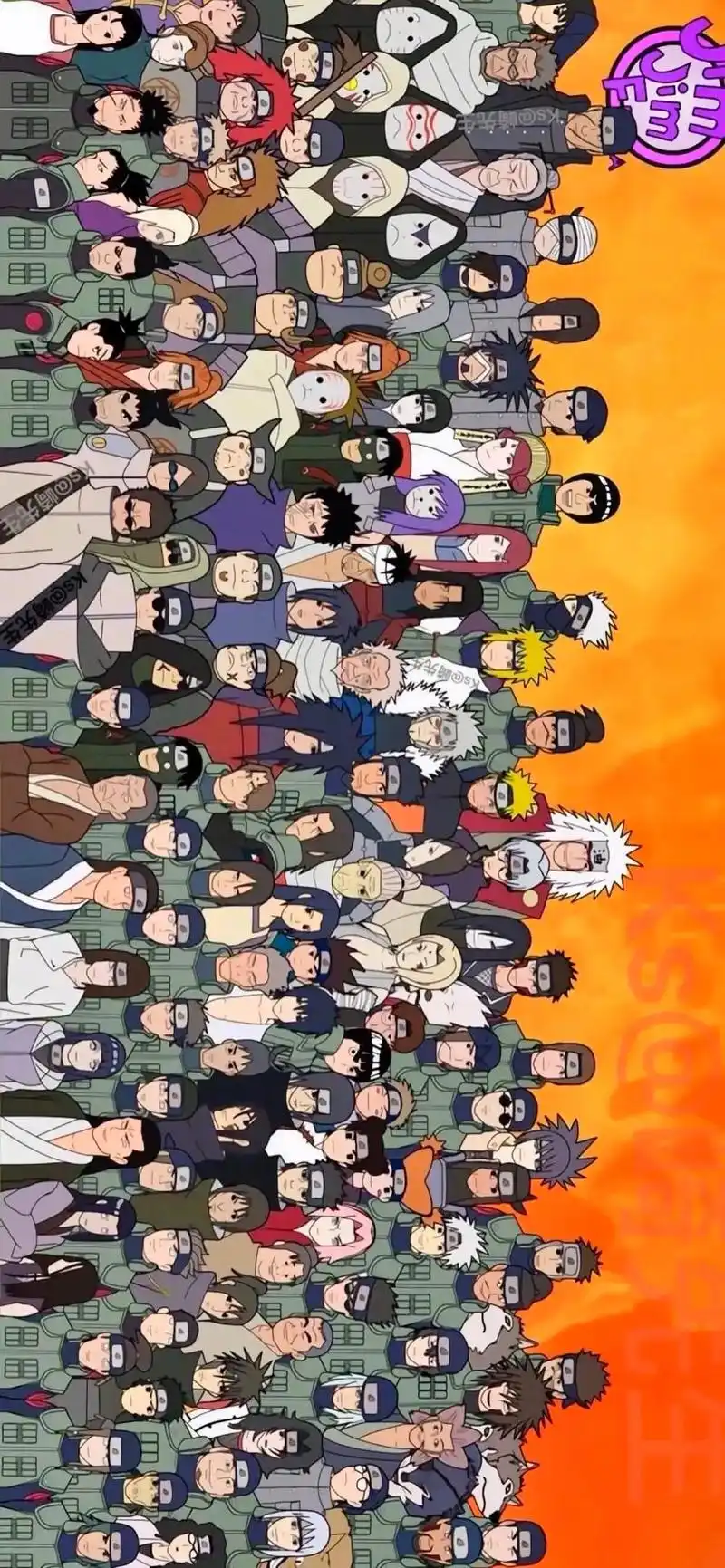 火影全员大集结.本来想转一下图片方向来着,算了,全屏才带劲~ - 抖音