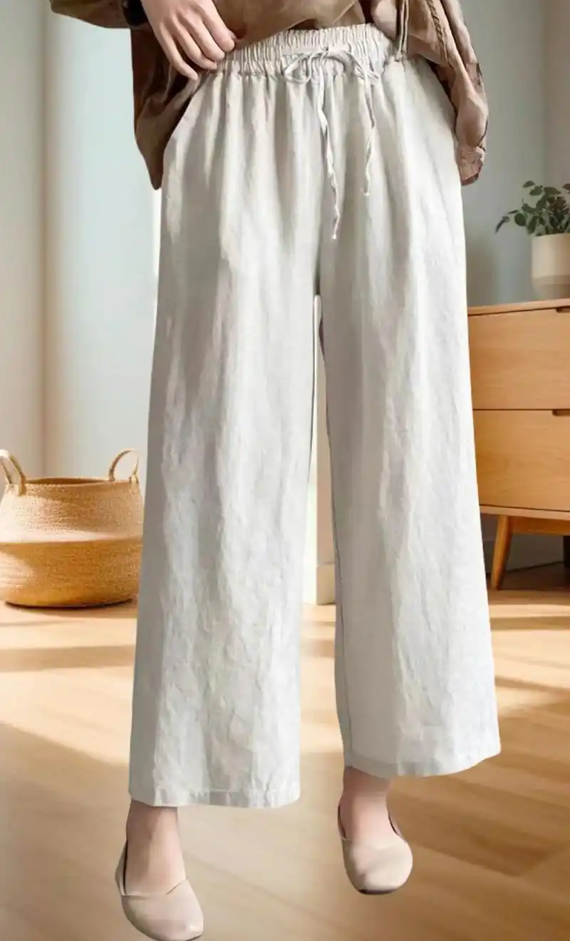 夏季新款大码棉麻直筒裤超级好看! 高腰薄款棉麻女裤宽松显瘦直筒!