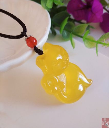 招财猫招财桃花运天然吊坠专柜正品黄色水晶晶玉项坠
