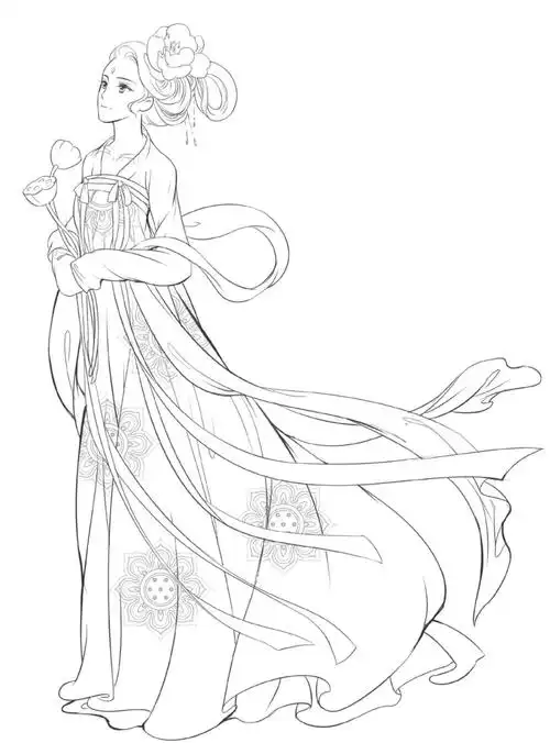 一组古风手绘线稿素材,太唯美了!