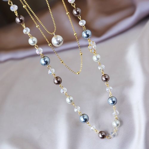 网红三层长款珍珠毛衣链女秋冬时尚气质高档装饰2021年新款潮项链