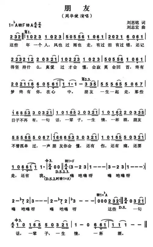 朋友(周华健演唱版)简谱(图1)