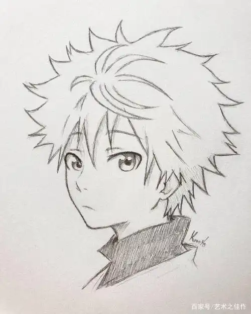 一组超帅气的手绘动漫男生线稿,画风爱了