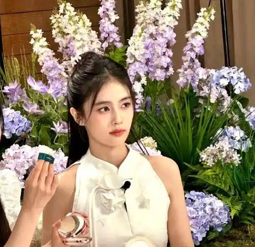 白鹿的紫色眼妆真的很漂亮,相比程潇的白玫瑰西装裙更加抢眼_发夹
