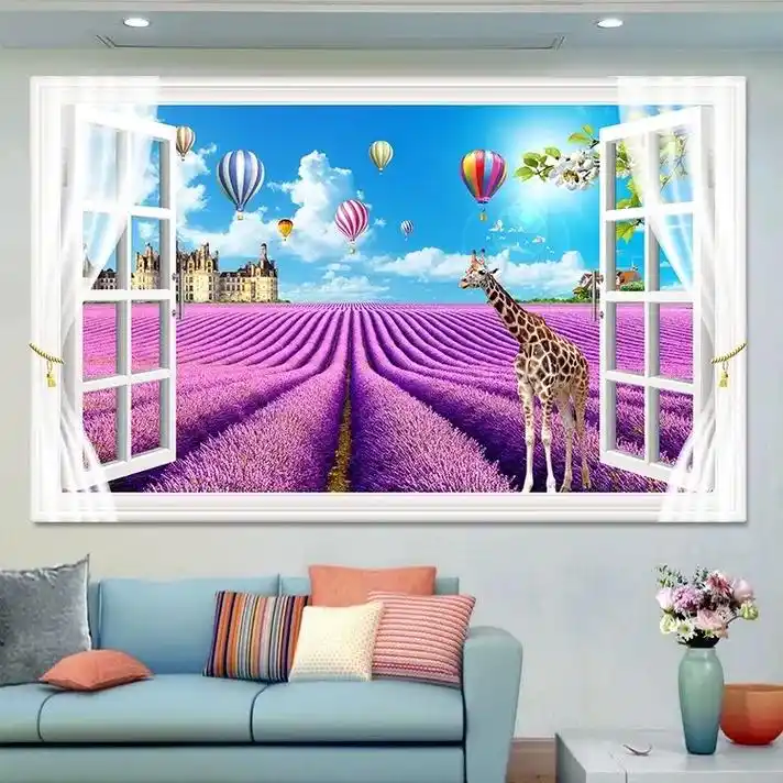 立体假窗户#装饰画 #自粘画#家居画  #壁画背景墙 自粘画 - 抖音