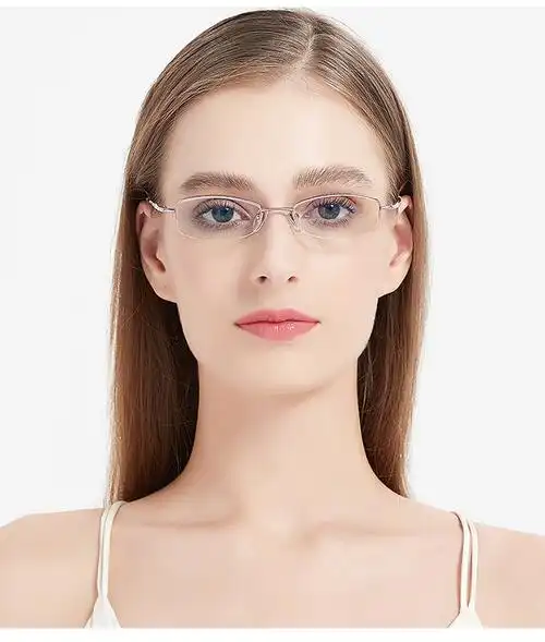 小脸窄框眼镜架女半框纯钛眼镜框超轻有度数配高度数防蓝光银色配161