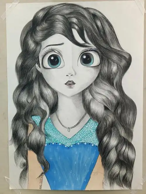 艾莎女王冰雪奇缘迪士尼公主素描