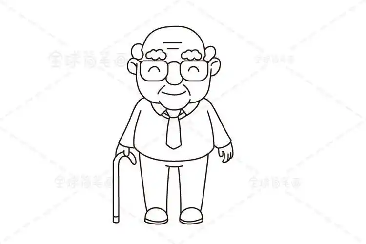 简笔画爷爷侧面