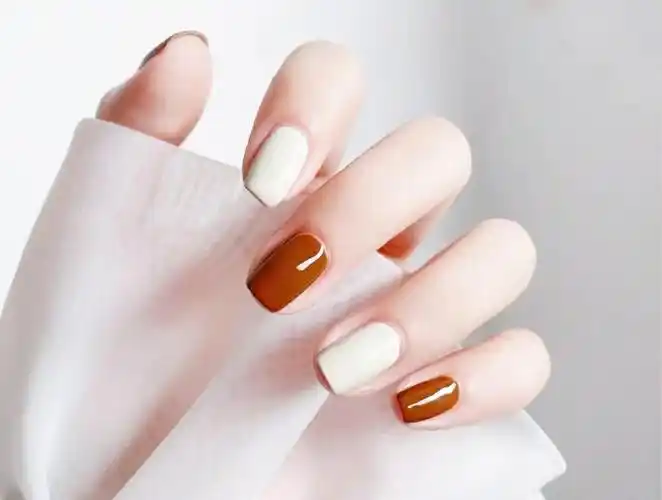 秋冬简约款跳色百搭美甲