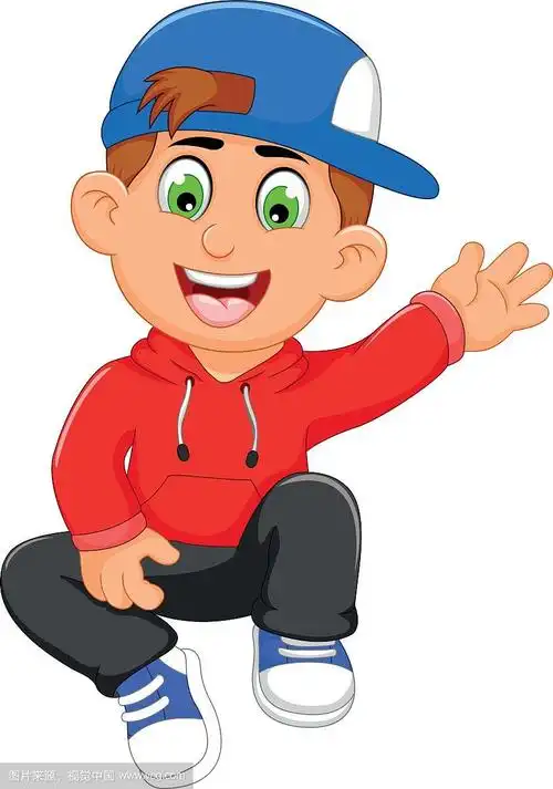 可爱的卡通小男孩挥手