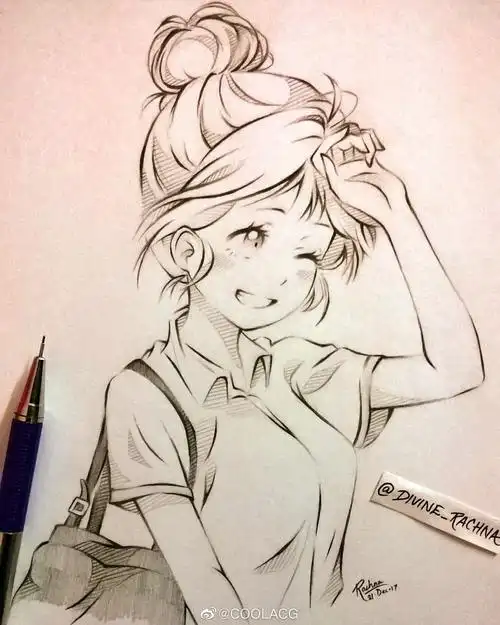 手稿,要铅笔画,线条分明,含背景动漫人物素描图片作品绘画图片卡通