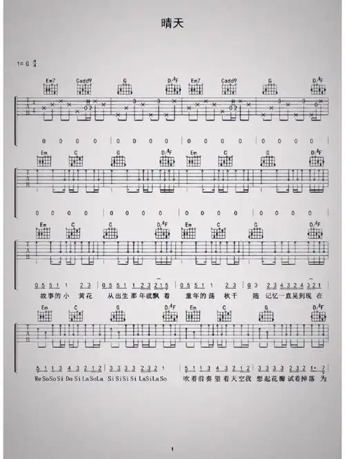 晴天吉他谱