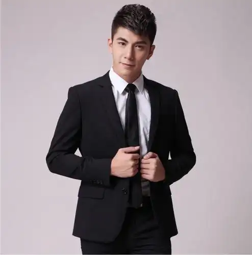 卓梵雅专业定制黑色韩版修身时尚男西装-福州工作服-卓梵雅工作服系列