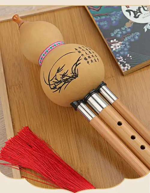 金丝楠竹三音葫芦丝调初学者双白铜演奏民族吹奏乐器 双白铜精品紫竹