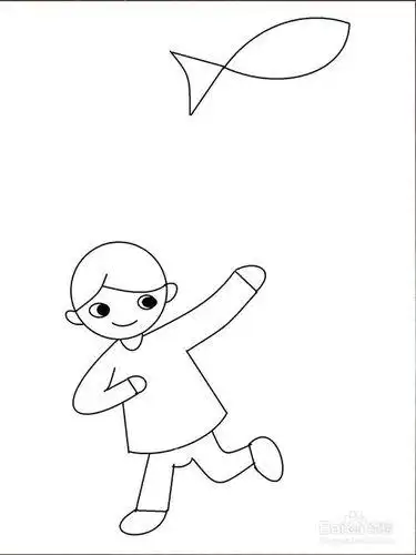 小孩手指天空简笔画