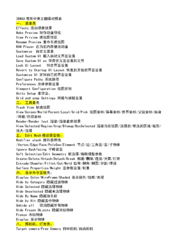 3dmax 命令菜单--中英文对照.doc 6页