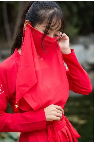 atab汉服古代古风面纱遮脸半透飘逸舞蹈表演头饰古装配饰面帘电视