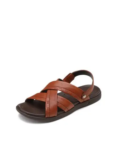 男鞋轻便百搭两穿牛皮凉鞋男士沙滩鞋黑