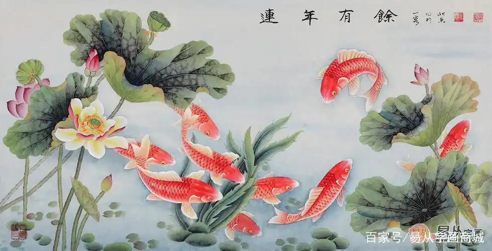 招财聚宝九鱼图谁画得好?实力派画家王一容九鱼图欣赏