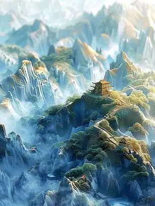 金兰山风景3d插画
