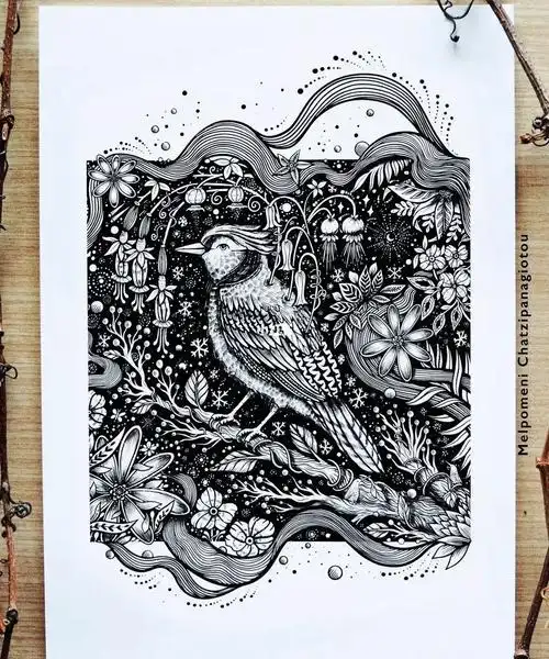 黑白装饰线描动植物类