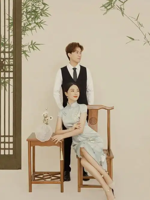 旗袍婚纱照i传承中华韵味