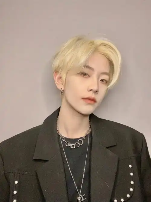 假发男短直发中分刘海韩版帅气蓬松逼真米白色颜色节目表演全头套