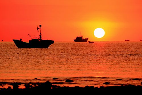 706海报印制展板写真喷绘17海上日出自然风景图贴纸画