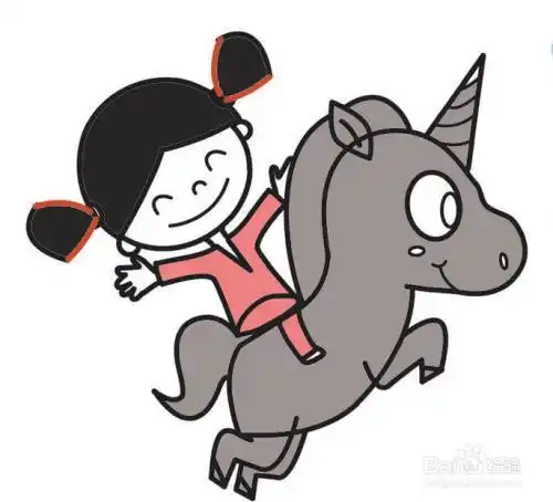 骑独角兽的小女孩的画法