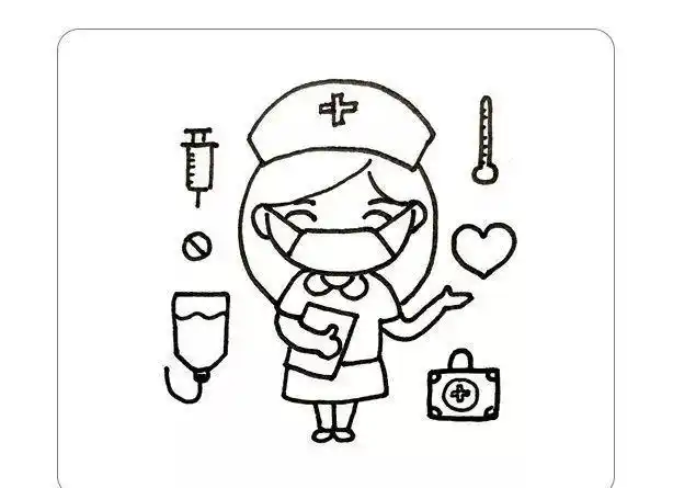 医生主题系列简笔画:白衣天使,致敬医务工作者