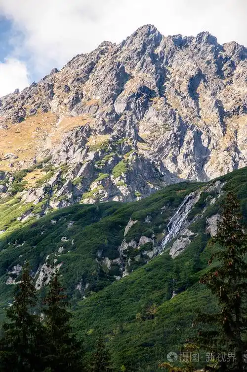 用巨大的瀑布山景