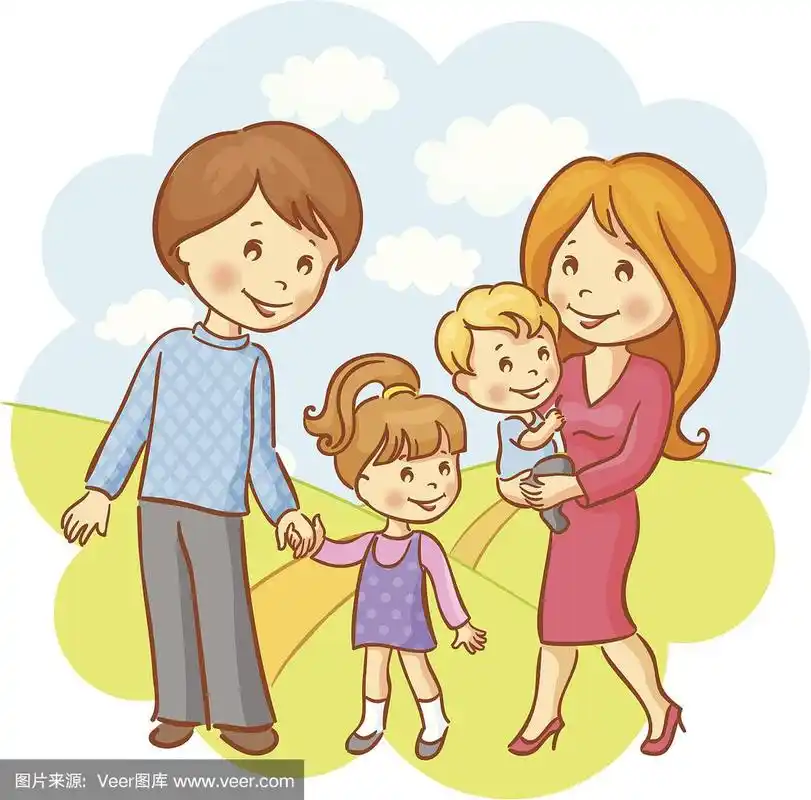 幸福,家庭,绘画插图,父母,性格
