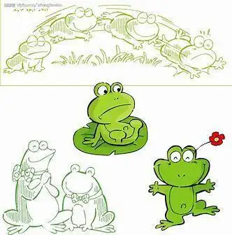 青蛙脚印简笔画彩色
