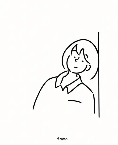 ins风极简手绘黑白简笔画no21含过程图