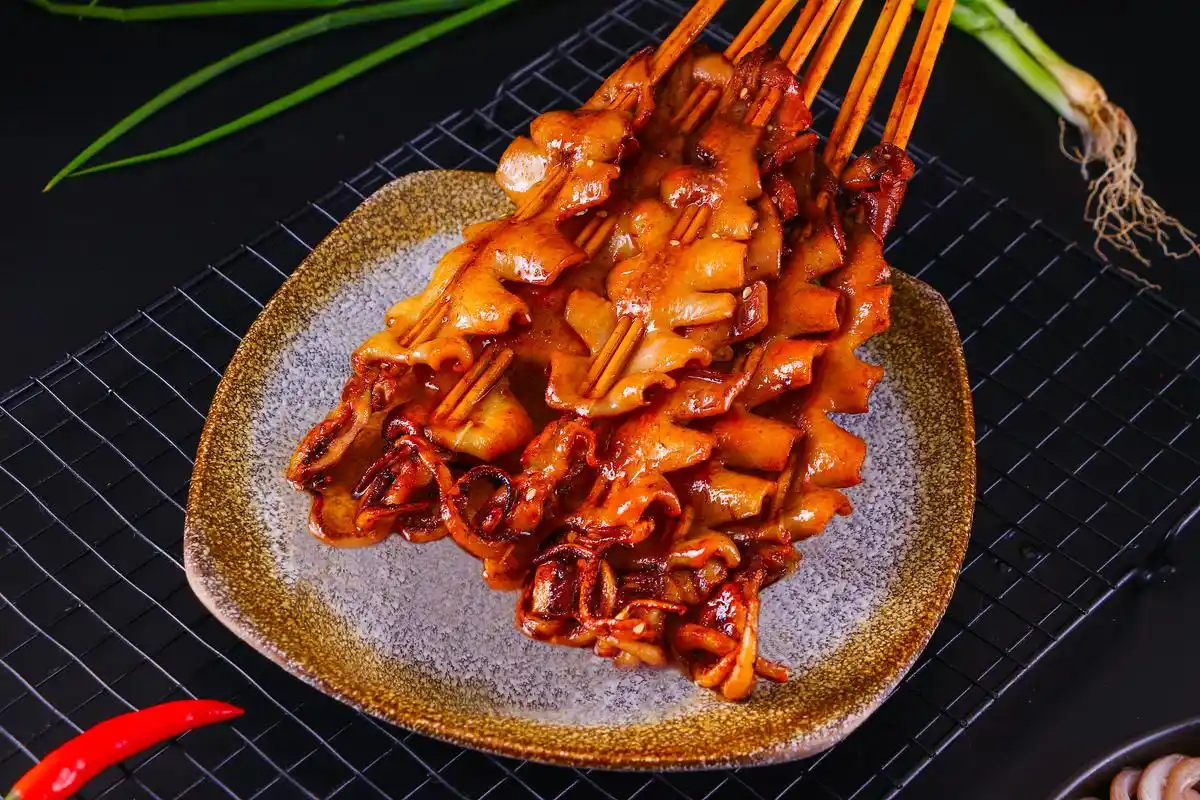 鱿鱼串拍摄 烤鱿鱼