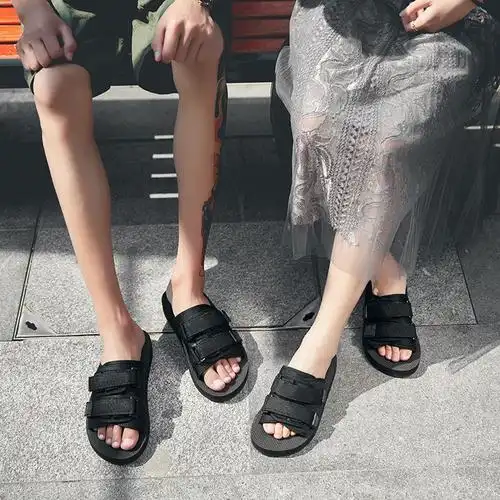 夏季情侣外穿一字拖鞋男夏时尚外穿女潮拖沙滩凉鞋凉拖休闲半拖鞋