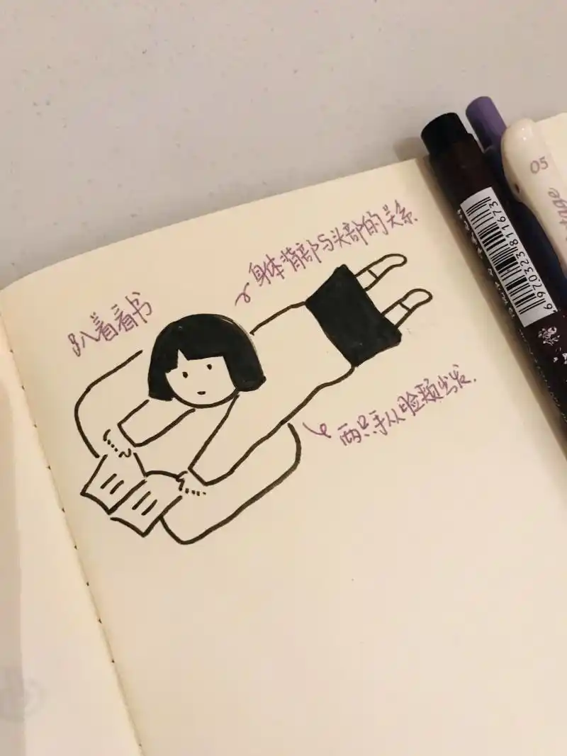 趴着看书 小人物简笔画 手绘生活 在临摹中分析,看别人的画要加上自己