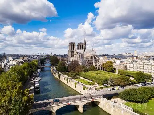 巴黎圣母院鸟瞰图, 法国照片-正版商用图片07n35e-摄图新视界