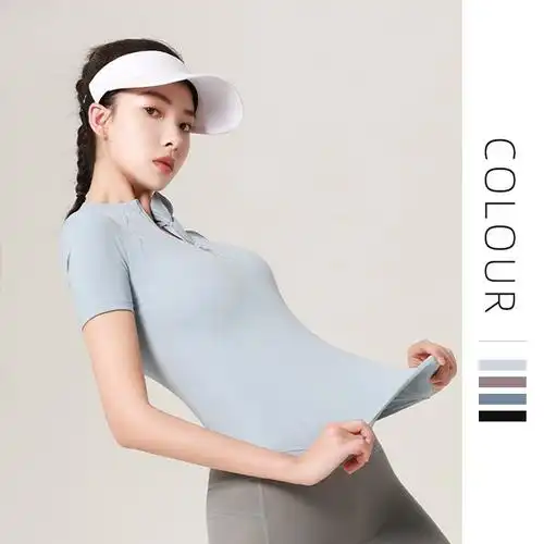 弹力塑型运动上衣新款收腰瑜伽运动短袖女锦纶速干透气健身瑜伽服