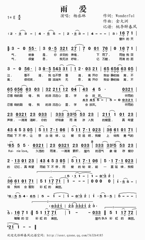 雨爱——杨丞琳(简谱) - 多来米,123