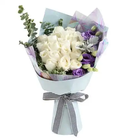 白玫瑰花鲜花速递19支花束全国同城送花上海黄埔卢湾徐汇长宁静安