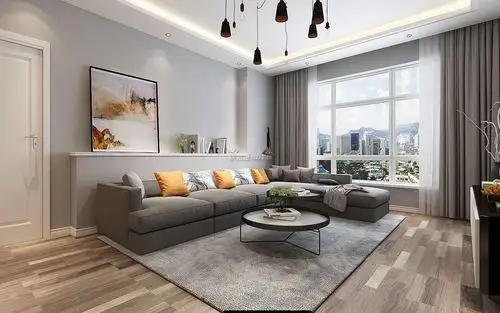 简约风格80平二居室客厅沙发背景墙装修效果图