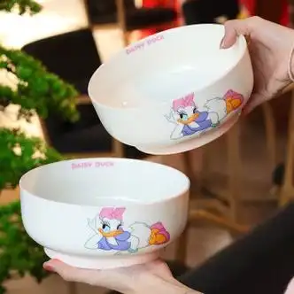 迪士尼米奇餐具7寸汤碗家用碗套装卡通高颜值饭碗儿童可爱碗陶瓷乐选