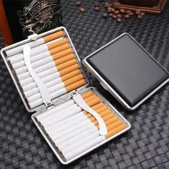 烟盒男便携高档烟盒套细支粗烟烟盒防水装烟盒子壳金属铁夹收纳盒