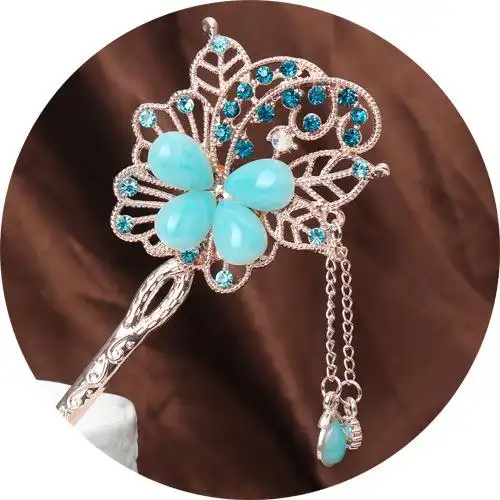 韩国古典簪子宫廷复古发簪古风发饰镶钻流苏步摇新娘盘发饰头饰品